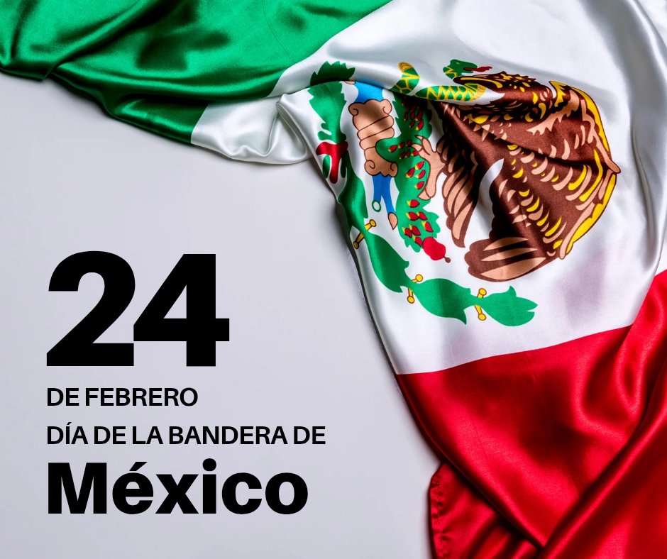 Hoy 24 de febrero, honramos uno de los símbolos que nos une como nación: nuestra Bandera 🇲🇽
Representa historia, lucha, identidad y esperanza. 
Que sus colores nos recuerden el compromiso de trabajar todos los días por un México más fuerte y solidario.
#DíaDeLaBandera