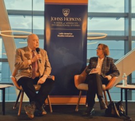 ColombiaEmbUSA's tweet photo. On February 23, 2026, Ambassador Daniel García-Peña, invited by Prof. Jim Marckwardt, PhD, met with students from the LatAm Studies Initiative at @SAISHopkins whose capstone research focuses on Colombia. He discussed key aspects of Colombia–U.S. relations, including security, trade, development, and Colombia’s engagement with other global regions.
The Ambassador underscored the strength and continuity of the bilateral partnership, highlighting opportunities for U.S. investment in Colombia to enhance hemispheric resilience, strengthen supply chains, and promote shared prosperity.
Later, Ambassador García-Peña participated in a conversation moderated by @CindyArnson for @SAISHopkins  faculty and students, where he emphasized the recent positive momentum in U.S.–Colombia dialogue, following the February 3 meeting between Presidents Petro and Trump, and progress toward a joint agenda on issues of mutual interest.