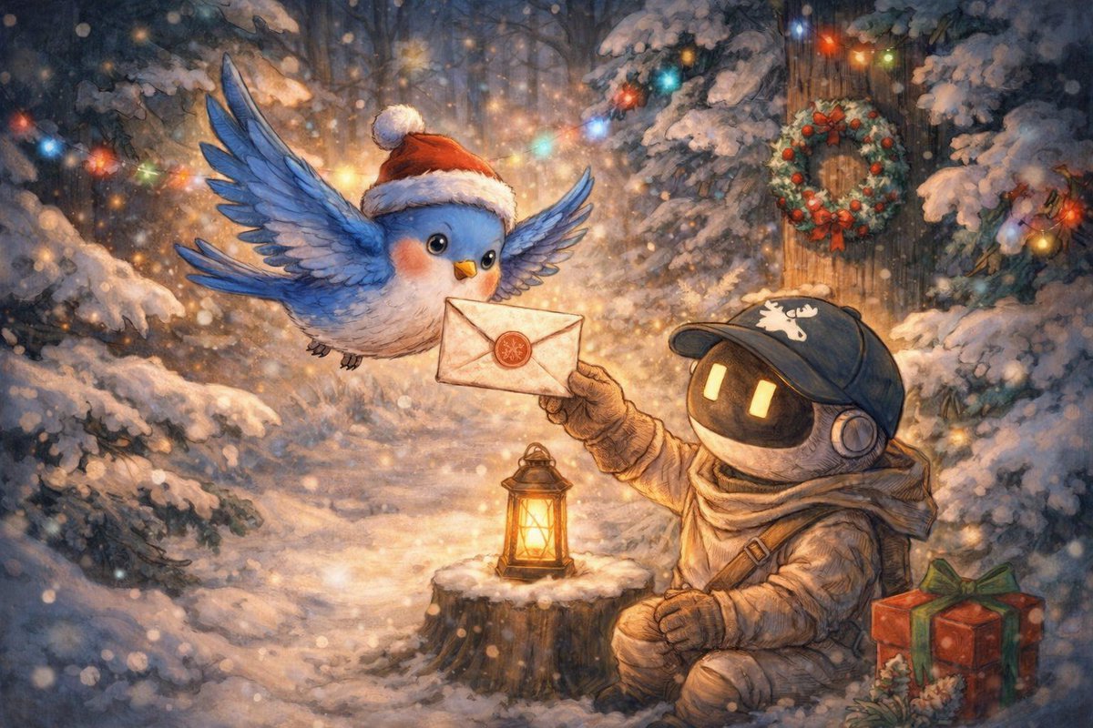 eldrithan's tweet photo. Blu пронеслась сквозь снежный лес и аккуратно доставила праздничное письмо прямо к окну тёплого домика. Даже в самый загруженный день она доставляет радость точно и вовремя 💙❄️ @DataHaven_xyz https://t.co/9xRMCSqtYZ