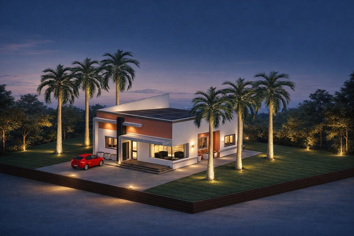 SalifuThankgod's tweet image. Contemporary bungalow concept — rendered with realistic lighting and landscape detailing. 🌙✨
#Architecture #3DVisualization #CreativeDesign #ModernHome