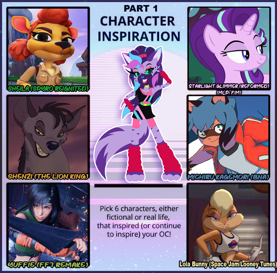 StellaDusk's tweet photo. Character varients meme I've seen going around, wanted to try &amp; find those similar to Yena's personailty without using her inspirations

Just to show her inspirations I've included the inspiration meme &amp; also did a part 2 of it~ 💜

#tadcoc #charactervarientmeme #inspirationmeme https://t.co/DKYuU8Jdds