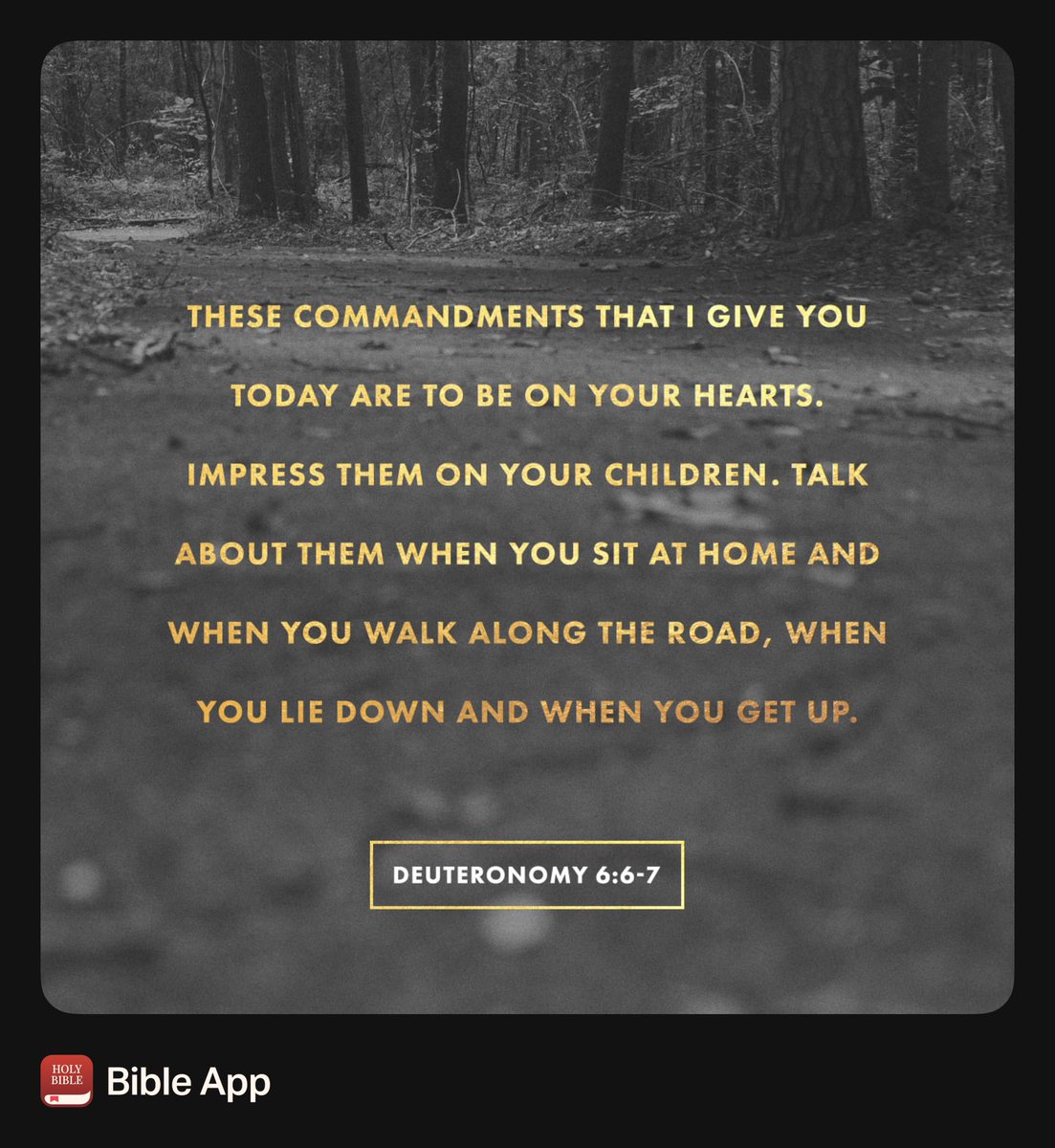 ForwardMyrtle's tweet photo. “Love the Lord your God with all your heart, with all your soul, with all your strength. These commandments I give you are to be on your hearts. Impress them on your children. Talk about them at home, when you walk along the road, when you lie down and when you get up” Deut 6:5-7 https://t.co/5hKEtfsaGD