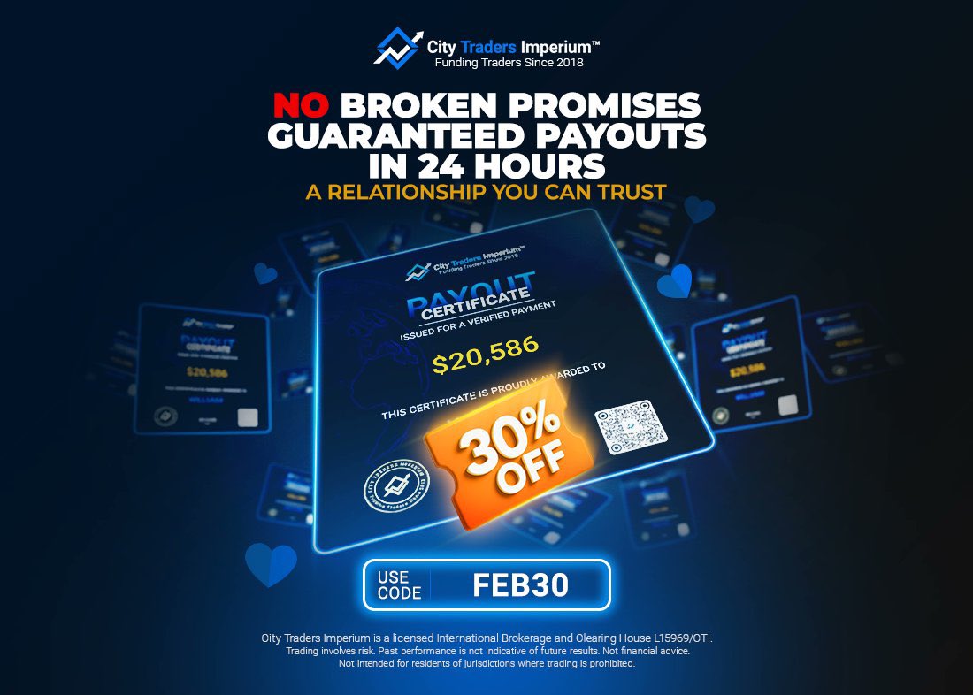 💰 Guaranteed payouts in 24 hours + real trader wins!  
Join City Traders Imperium – funding traders since 2018.  
Get 30% OFF with code FEB30 🚀  
<a href="/CTI_Funding/">City Traders Imperium</a> 

Start here: app.citytradersimperium.com/user-auth/regi…