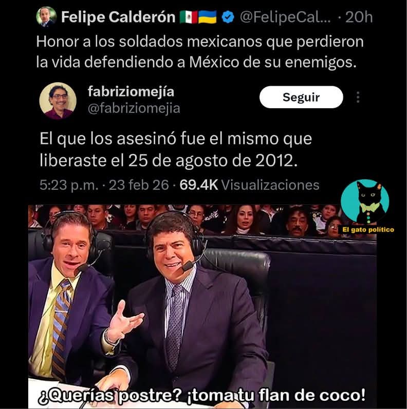 De esta manera <a href="/fabriziomejia/">fabriziomejía</a> le vuela los dientes al narco <a href="/FelipeCalderon/">Felipe Calderón 🇲🇽🇺🇦</a> 👇🤣