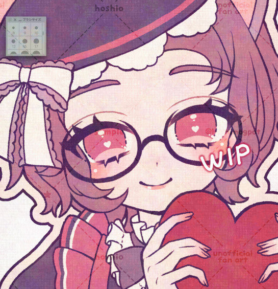 頭身高い絵が一年ぶりなせいで目の描き方迷走してるWIP👓
キラキラした目とかもやってみたい