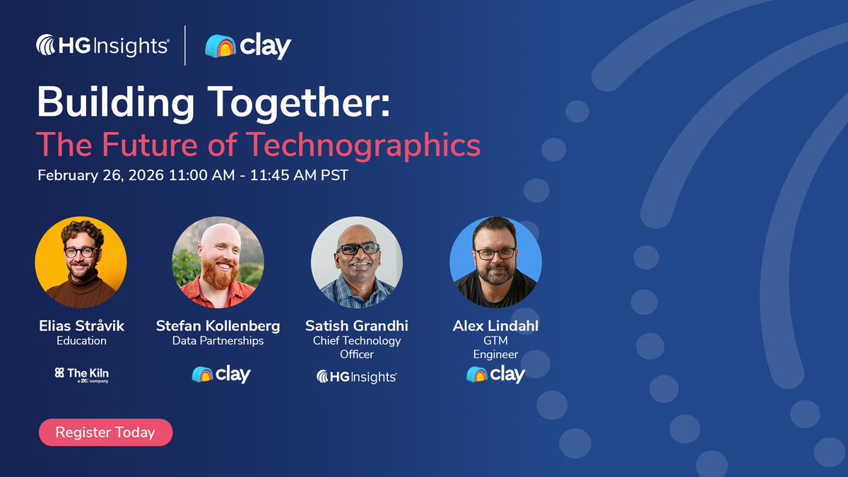 Building production GTM systems in Clay using HG Insights data and have a question? Drop it in the comments here before we go live and we'll address it in an AMA this Thursday, Feb. 26 with <a href="/clay/">Clay</a> and The Kiln. Join us: hginsights.com/resource/futur…