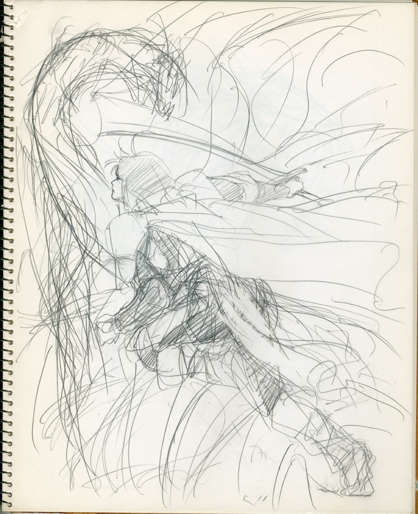 『メガドライブ版ソーサリアン』こういうラフも考えていたようです。やはり完成版の絵が一番バランスが取れていますね。✍🏻😉🎨