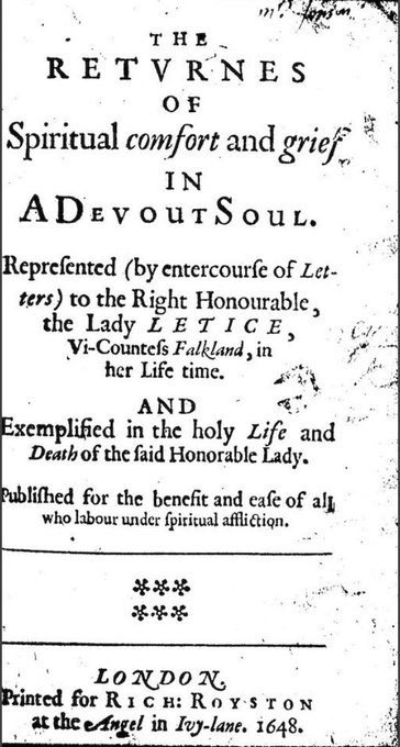 jdmccafferty's tweet image. 24 Feb 1647: d. Lettice Cary, Viscountess Falkland, promoter of Arminian #theology at Great Tew #otd (BM/eebo)