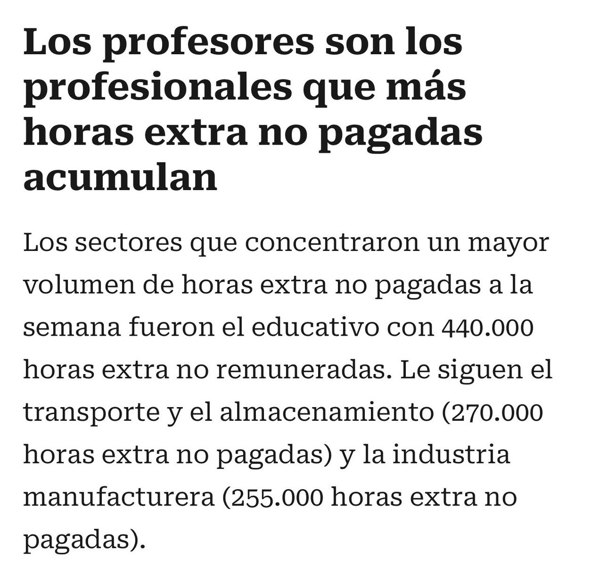 No se podía saber.

Los profesores son los profesionales que acumulan más horas extra no pagadas.

  cadenaser.com/nacional/2026/…