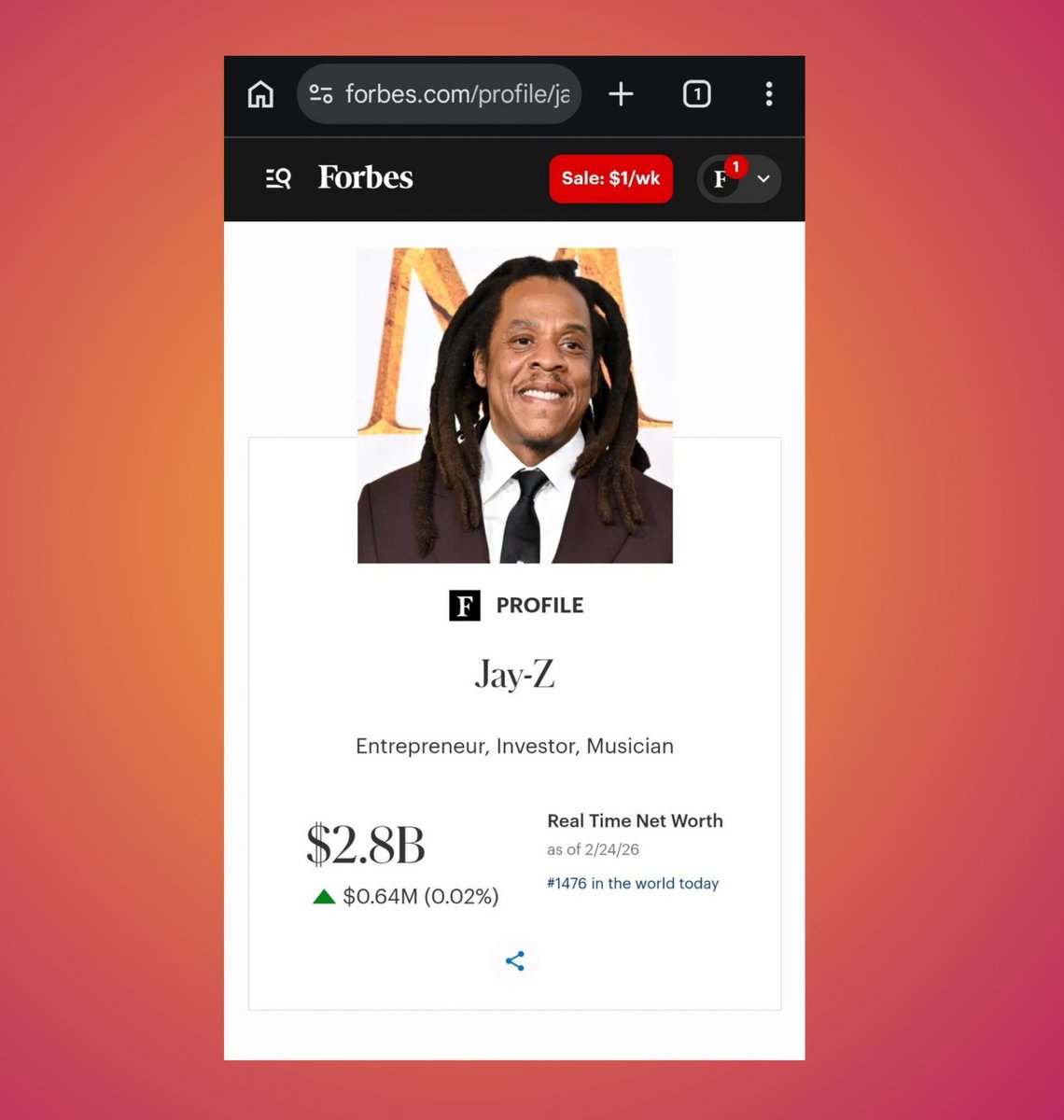 RedMedia_us's tweet image. Jay-Z's NET WORTH has increased by $200M in 2026 bringing his total net worth to a whooping $2.8B in the middle of a massive hate train. 

He remains the richest musician in the world.