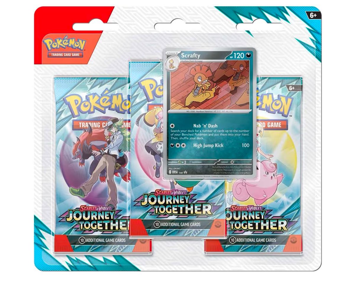 Amazon - Pokemon TCG Scarlet &amp; Violet 9 Journey Together Three Booster Blister, Random Draw

$19.83 - amzn.to/4cdcIaw Ad

#PokemonTCG