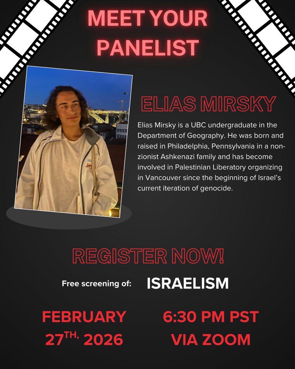 Introducing our 3rd &amp; final panelist for Fireside Movie Night happening in just THREE days on Friday, February 27th at 6:30PM PST. Join us for a FREE virtual viewing of Israelism.

Register here: us02web.zoom.us/meeting/regist…