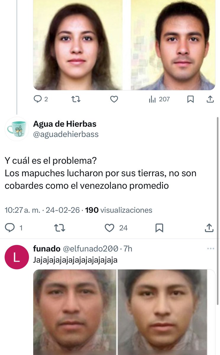 Me da entre risa y pena el nivel cognitivo tan bajo de los venezolanos.
Por ejemplo este tarado jura que nos ofende diciéndonos mapuches.
Lo que pasa es que al venezolano le duele su ascendencia, por eso creen que ofenden al resto