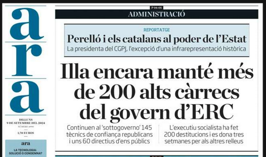Posant context s'entén per què ERC, tot i no obtenir ni traspàs de Rodalies, ni recaptació de l'IRPF (i encara menys un "concert econòmic solidari", com deien) no demanen eleccions.
Recordem que Salvador Illa sí va forçar-les al President Aragonès per no tenir pressupostos.