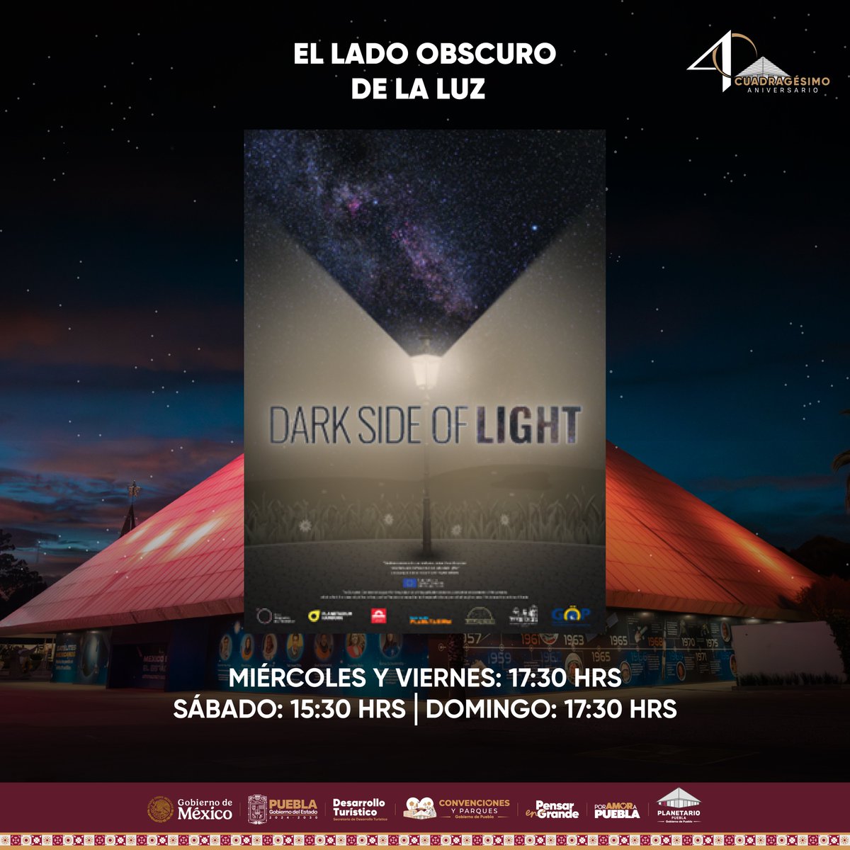 🌌🔭 La ciencia también sorprende.

El planetario presenta “El Lado Obscuro de la Luz”, una experiencia que revela los misterios del universo. ✨

📆 Mié, vie y dom | 17:30 horas.
📆 Sáb | 15:30 horas.

Atrévete a descubrir lo que la luz no muestra.

#Ciencia #LatidoDeMéxico