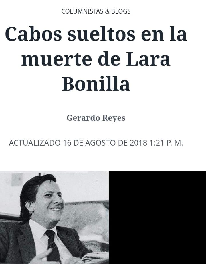 La propia hermana del Ministro Rodrigo Lara Bonilla (QEPD), Cecilia Lara Bonilla, declaró y luego se ratificó ante la justicia que su hermano le había asegurado que si a él lo mataban, los culpables eran los dueños del helicóptero incautado en Tranquilandia, es decir, la familia