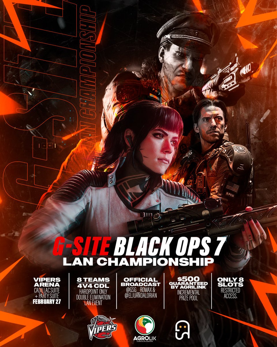 GSITEGG's tweet photo. $900 Prize Pool – Hardpoint Only
📍 Vipers Arena – Bert Ogden
💵 $100 USD Entry per Team

Open to all teams ready to compete.

Link: https://t.co/mU3MJpWK9P https://t.co/yZzLnNJkdK