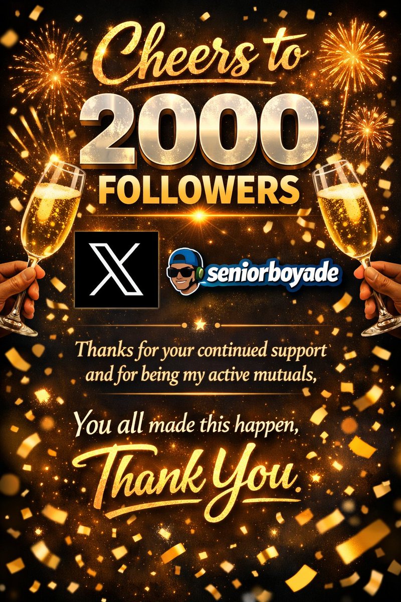 seniorboyade's tweet image. Finally! Cheers to 2K Active Mutuals 🥂🥳

Thank you for being my active partners and supporters. You guys took me all the way from 1K - 2K!

Thanks to everyone — you made this happen 🎉

My shout-outs are coming soon!

Congrats to me... 🎊🎈❤️🦅

#seniorboyade #at #2k #followers