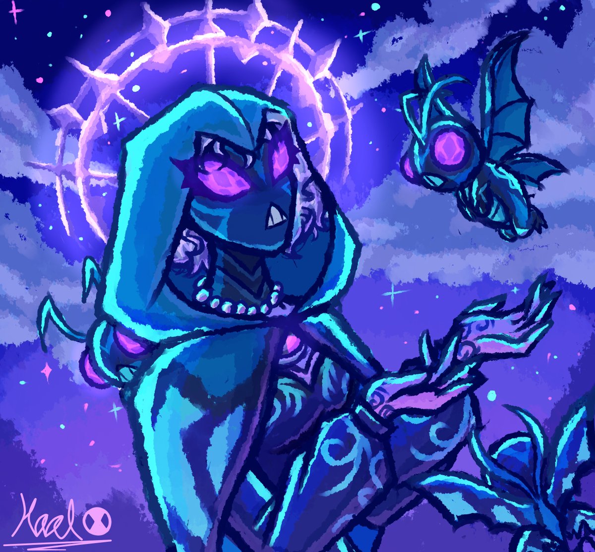 ✨Mi forma de Frio si yo tuviera el omnitrix uwu✨
Tome de inspiracion a la virgen Maria por la reproduccion asexual de los Necrofriggian💜💜💜/ #Ben10 #ReviveBen10 #Ben10art #Virgenmaria  #styletrix