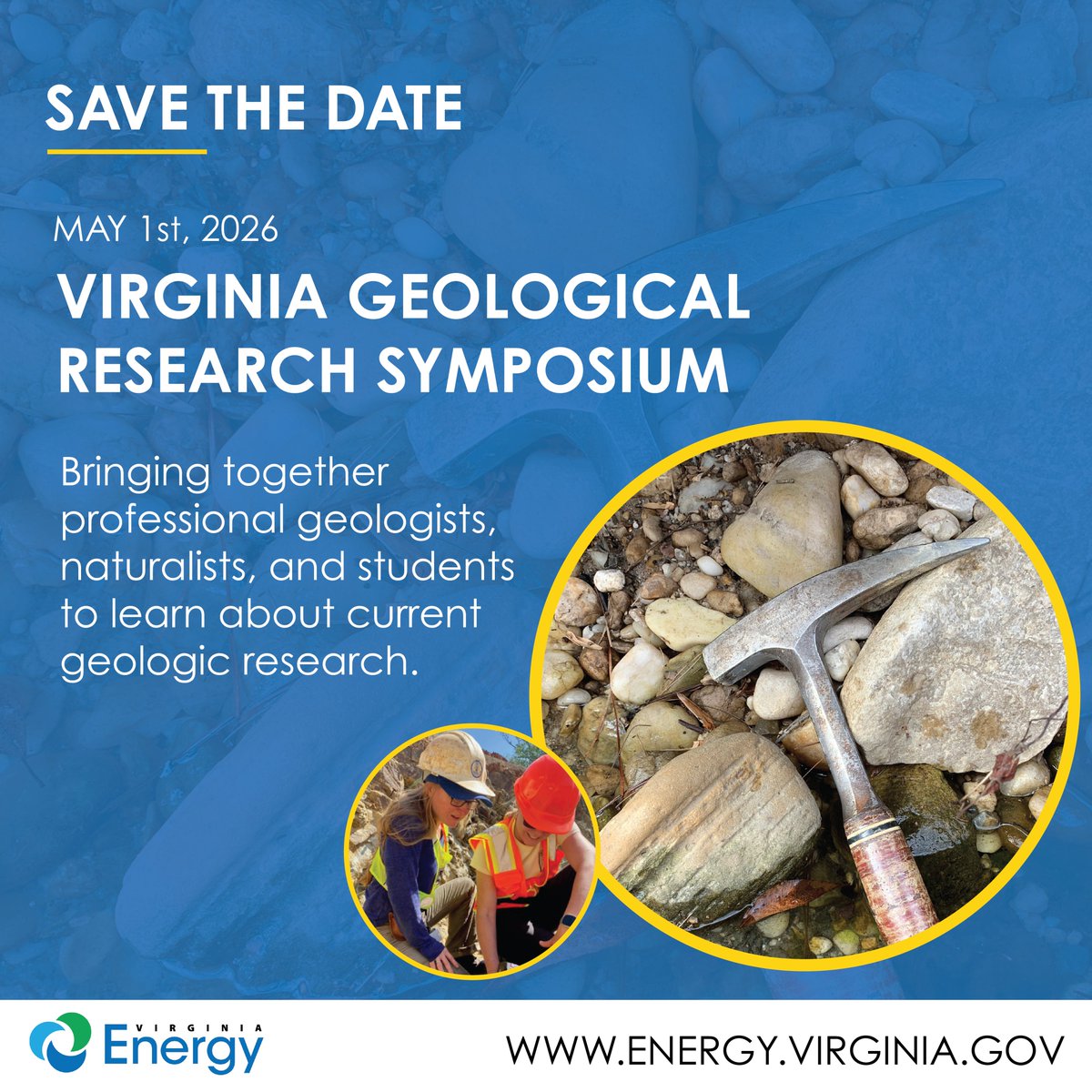 VAGEOL's tweet photo. Announcing the annual Virginia Geological Research Symposium in Charlottesville on Friday, May 1st! We anticipate a day of diverse presentations, posters, &amp; discussions. Agenda &amp; link to online registration here by March 13: https://t.co/vAJChh6Tsj https://t.co/IklKNIwsQc