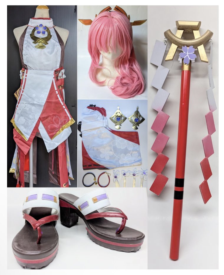 通販情報】 【ウィッグ+靴+武器付き】 #原神 #八重神子 風 女性Mサイズ