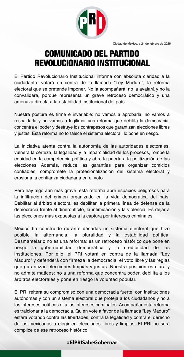 No a la “ley maduro” <a href="/PRI_Nacional/">PRI</a> <a href="/alitomorenoc/">Alejandro Moreno</a> <a href="/enriquepa69/">Enrique Padilla</a>