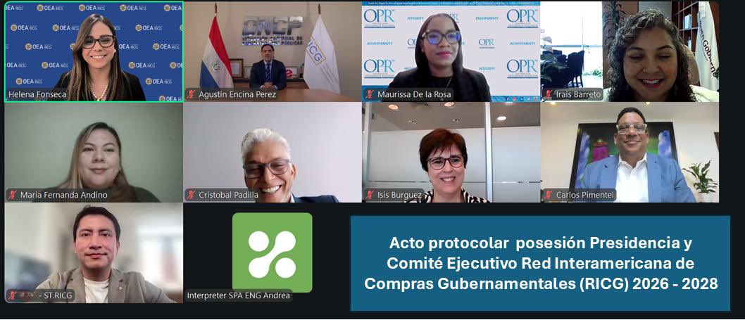 red_ricg's tweet photo. Esta mañana, se llevó a cabo el Acto de Toma de Posesión de Paraguay 🇵🇾 @dncp_py como Presidente @red_ricg 2026-2028 y México, Honduras, Trinidad&amp;Tobago, Colombia y Uruguay como nuevo Comité Ejecutivo 🇲🇽 🇭🇳 🇹🇹🇨🇴 🇺🇾 @OEA_Democracia 

🎥: https://t.co/Yrt2gWwoxi https://t.co/I5kkp2nL2l