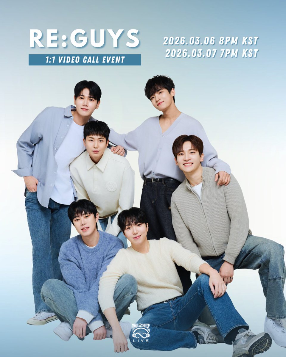 tnlive_official's tweet photo. 🧡 RE:GUYS 🧡
✨ 1:1 VIDEO CALL EVENT ✨

[ DATE &amp; TIME ]
2026 MAR 6 (FRI) 8PM KST
2026 MAR 7 (SAT) 7PM KST

[ SALES PERIOD ]
~ until 2026 MAR 5 (THU) 6PM KST

✨ NOW AVAILABLE 
on TimelessNotes LIVE Official Shop ✨️

#REGUYS #리가이즈
#VideoCallEvent #영상통화이벤트 https://t.co/mMOv3WpO33