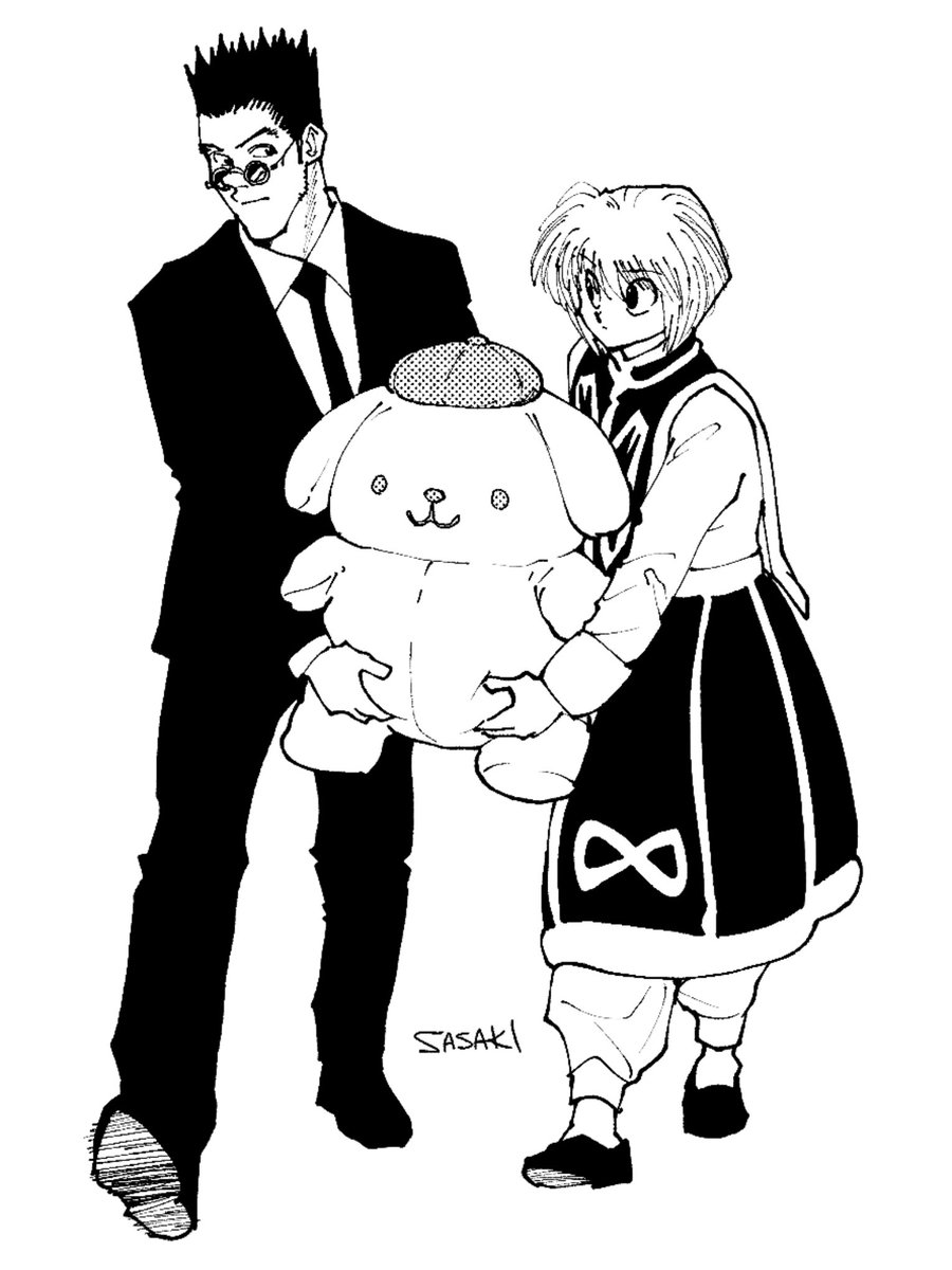 sasaki_koguma's tweet photo. leorio &amp; kurapika carrying pompompurin

#hxhfanart https://t.co/HMzzMRxhKF