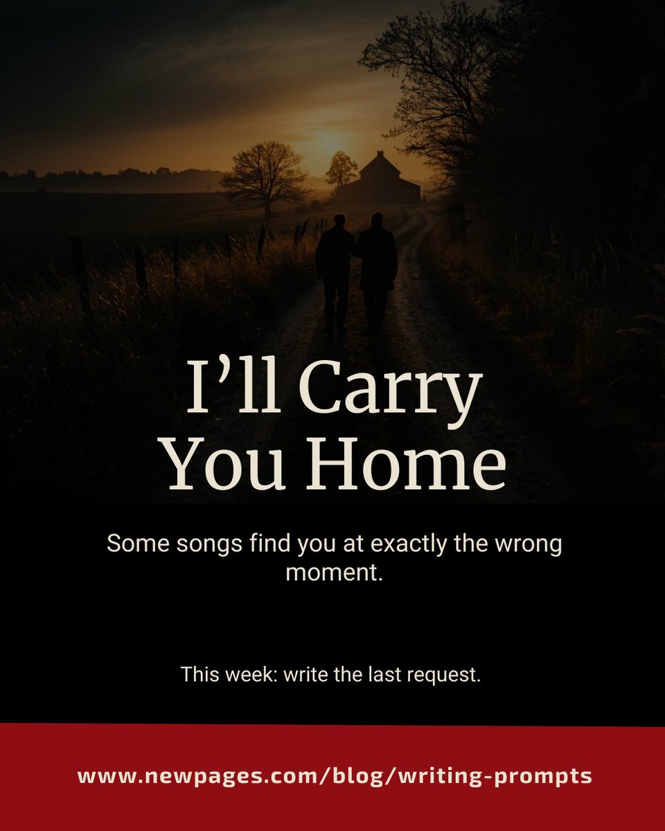newpages's tweet image. Four words. A promise. A burden. An act of love. This week's writing prompt asks: who do you call when you need someone to carry you home — and do they go? 

#writers #amwriting #writingprompt newpages.com/blog/writing-p…