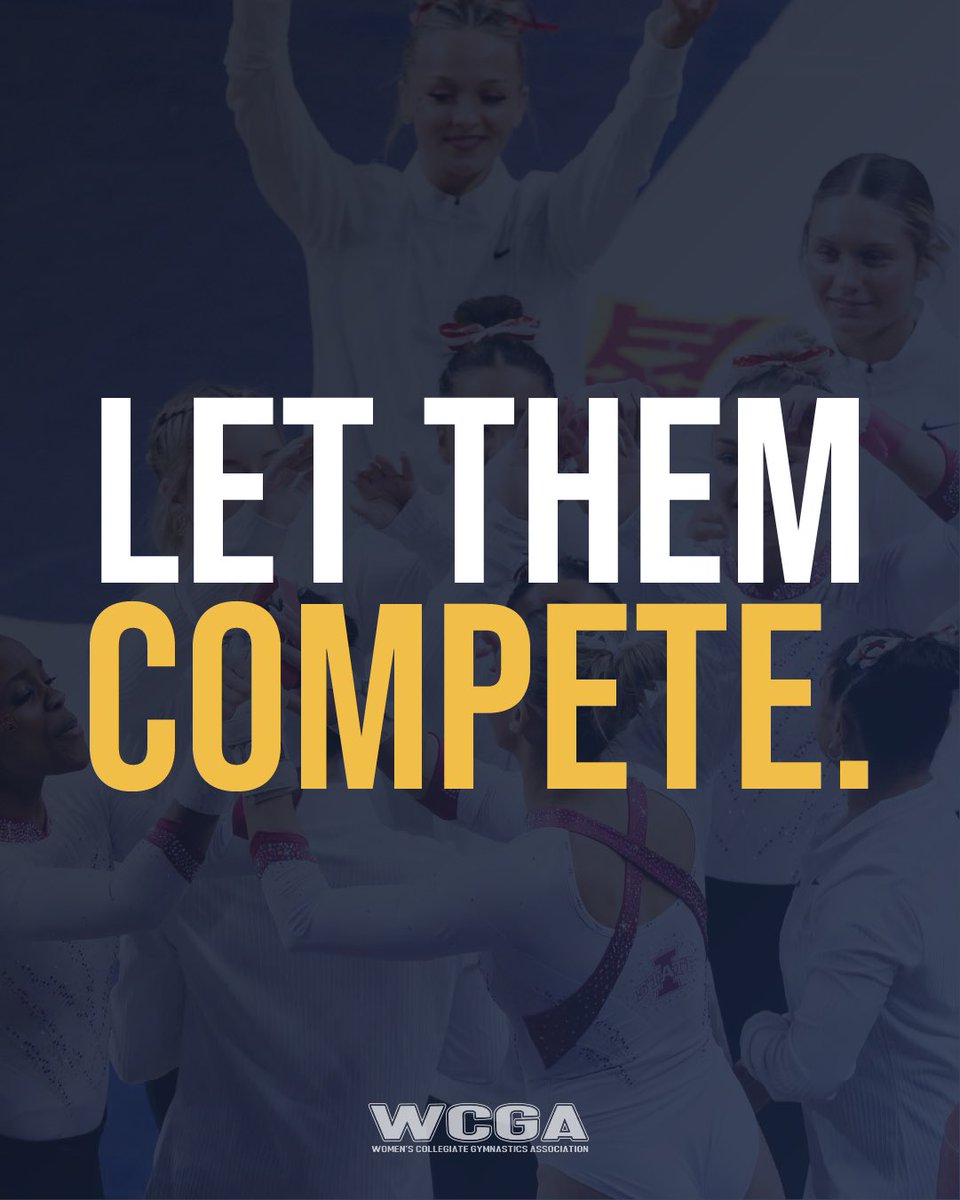 wcgagym's tweet photo. Let them compete.
For Iowa State.
For Women’s Gymnastics.
@iowastateu 
❤️💛🌪️🤸‍♀️
#StandWithStateGymnastics
#NCAAGym https://t.co/zNtGgKbsaa