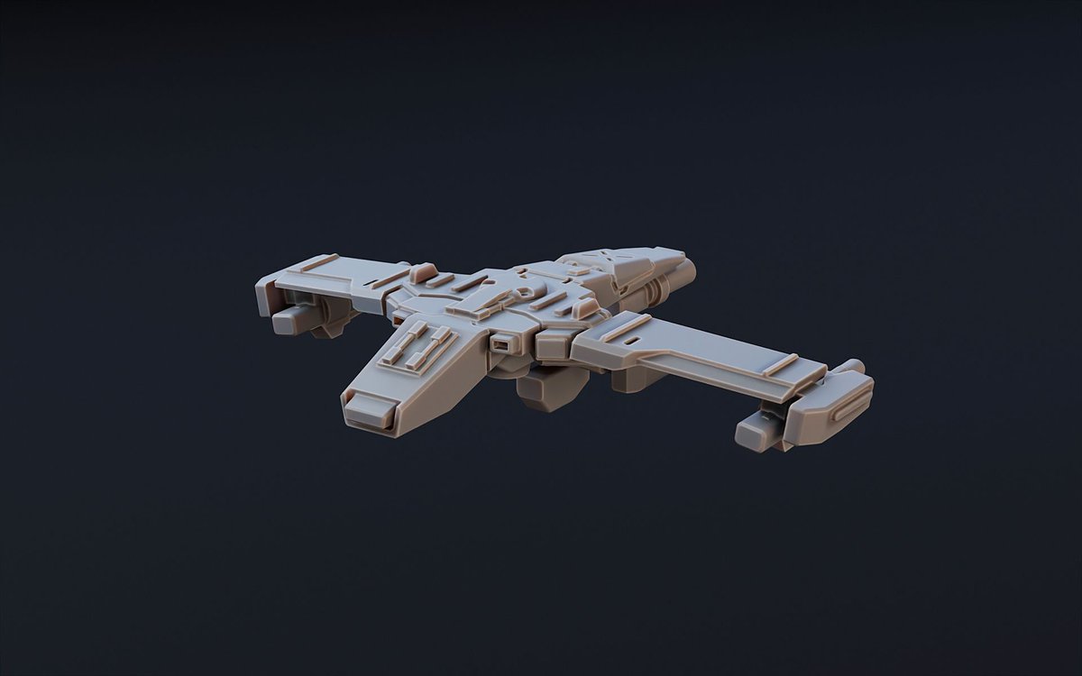 This style of wide-wing span long range fighter has been a staple in the Homeworld universe for some time and I wanted to try a miniature version for the upcoming resin fleet. 

More on the development process here: patreon.com/posts/151582286