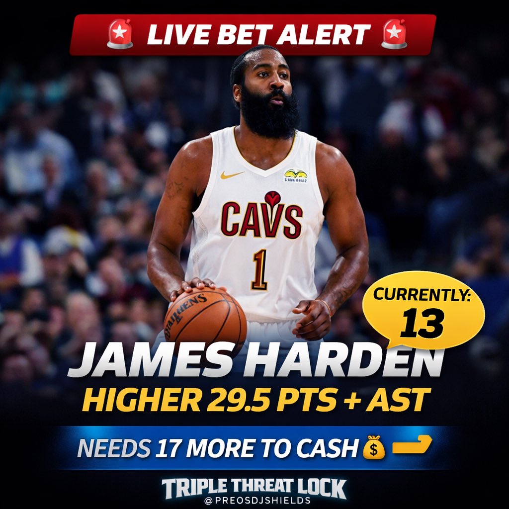 Ceodjshields's tweet photo. LIVE SWEAT 🚨
Harden sitting at 13 P+A… line 29.5 👀
17 more to CASH 💰
#TripleThreatLock #LiveBet #NBAProps https://t.co/IT9LPyp7M0