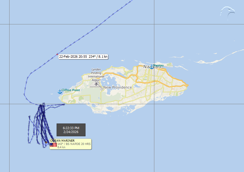 FlconEYES's tweet image. OCEAN MARINER 9328340
Chemical/Oil Products Tanker

Tanquero rentado al servicio del @PartidoPCC. Traía los envíos de combustibles del #CJNG cortesía @Claudiagb2019 via #GasolinasBienestar y @Pemex 

En el mapa, los últimos 90 días de navegación.

Aún en #Nassau (#Bahamas)