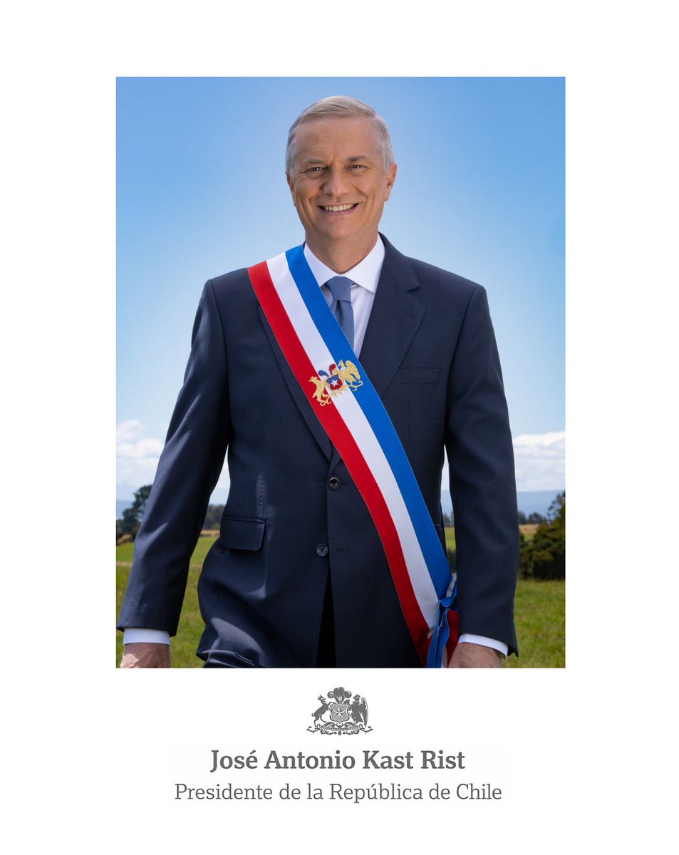Con esperanza y optimismo, comparto el retrato oficial del Presidente Electo de todos los chilenos, <a href="/joseantoniokast/">José Antonio Kast Rist 🖐️🇨🇱</a> 🇨🇱