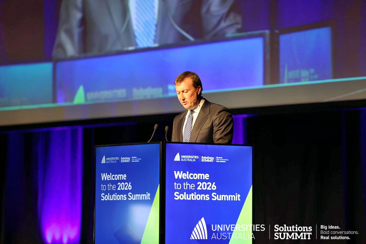 uniaus's tweet photo. Bran Black, Chief Executive @BCAcomau, outlines what Australia needs to lift #productivity, competitiveness, and living standards, and the vital role universities play in achieving it, in his keynote at #UASolutionsSummit. https://t.co/6rxFGv3ydw