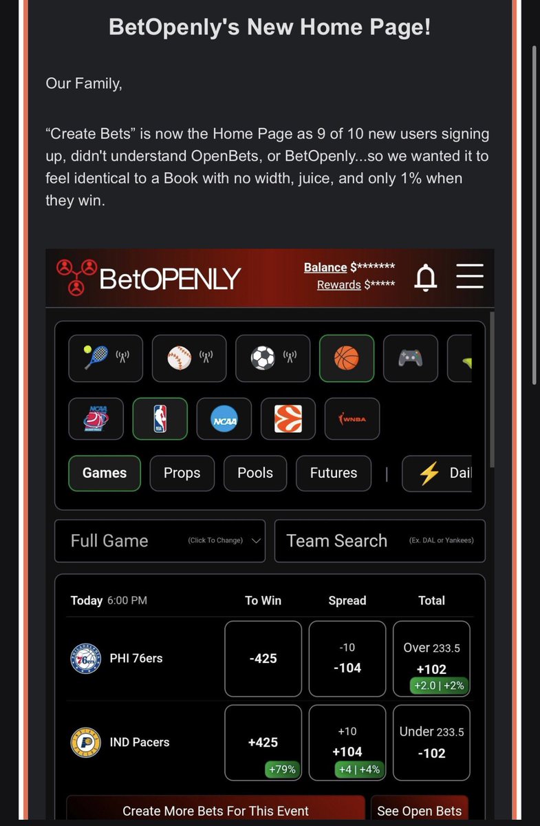 Gino_BetOpenly's tweet photo. Our Biggest Change Since V1! @BetOpenly 
This was the @MattyBetss suggestion. And after years and years he sold me!!

Why? We want new users to see how easy it is to Create No Width, No Juice action. https://t.co/hXodItfuhn