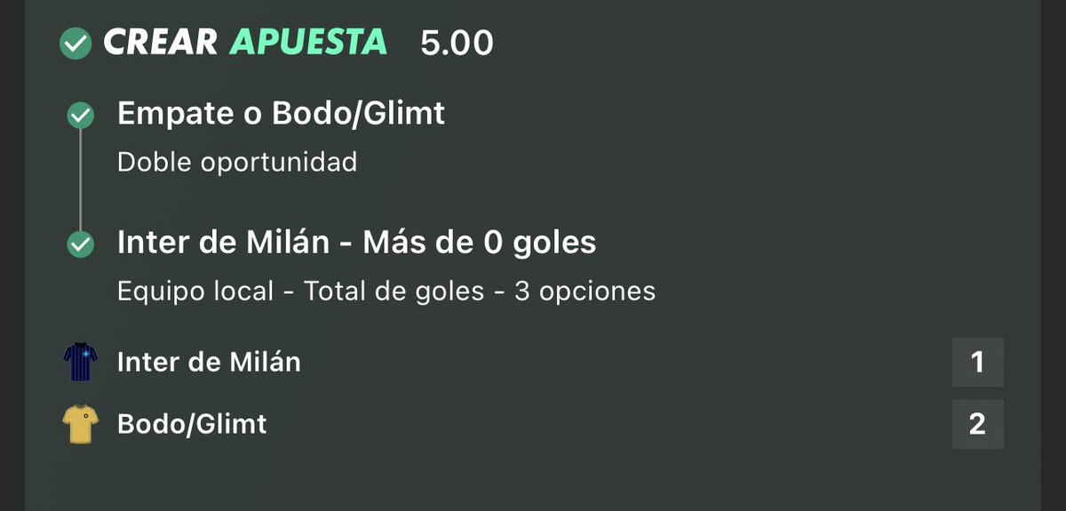 Y me llamaban loco .. A cuota 5.00 llevaba también la clasificación del Bodo/Glimt desde hace semanas.

Si le llega a caer al R. Madrid en vez del Benfica mandan a descansar a Arbeloa y a centrarse en el trofeo Bernabéu.