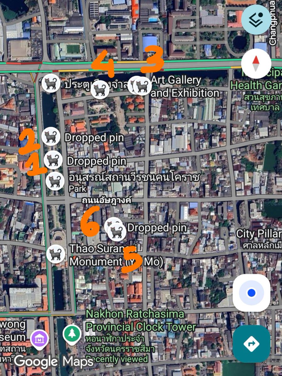 taetaewithluv's tweet photo. After one hour of research in the middle of my night, I pinned the location of all the cats mentioned in #CatForCashEP6 in the Nakhon Ratchasima area. I'm sure many fans (including me) will try to find the cats as TigerLynx did. The perfect way to discover Korat thanks to the series ✨️

#เฟิร์สข้าวตัง #FirstKhaotung