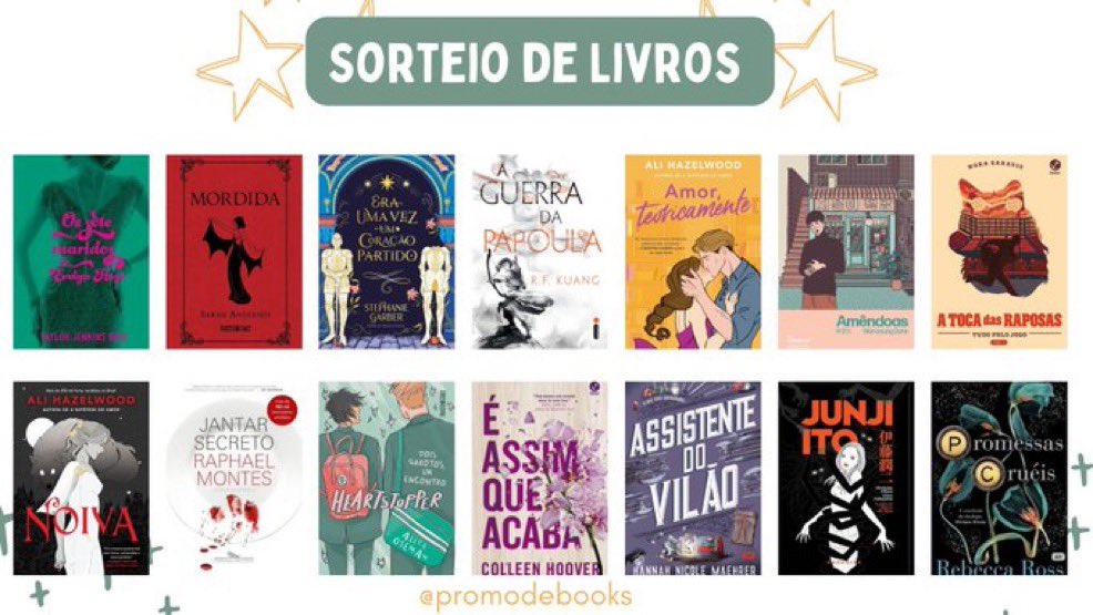 🚨 Sorteio Relâmpago 🚨

🏆 UM livro do banner OU R$60 em livros da sua escolha OU PIX de R$60!

↪️ Regras:
• Seguir <a href="/promodebooks/">Promo de Books 📚</a>
• Dar RT nesse tweet
• Dar RT no tweet citado 

📆 Resultado: 28/02!