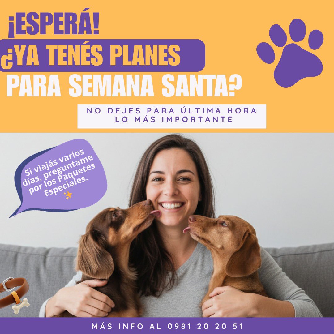 En TU CUIDAMASCOTAS me encargo de que tu perro o gato siga su rutina en casa con mi Protocolo de Confianza 💖 que incluye:

✅ Alimentación y agua
✅ Sesiones de juegos y mimos 
✅ Reportes diarios 
✅ Cupos Limitados

¡Viajá tranquilo/a mientras yo los cuido! 🏠

📲0981 20 20 51
