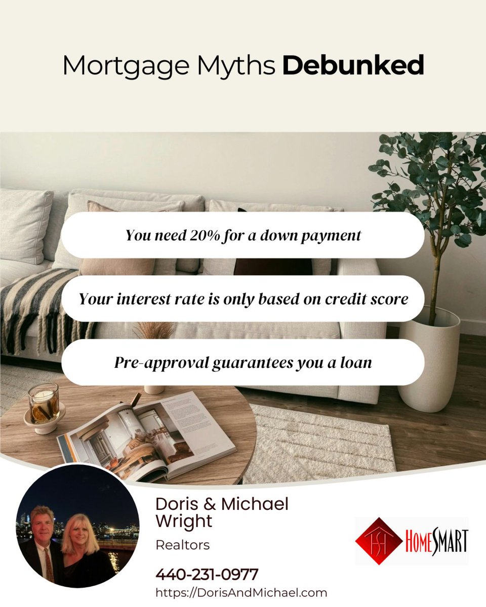 doriswright1's tweet image. Let’s bust some mortgage myths:
✅ Low down payment options exist
✅ Rates depend on more than credit
✅ Pre-approval isn’t final

Knowledge = power when buying a home!

#mortgagetruths #homeownership #financialsavvy #homebuying #realtor#realestate #MentorOH #Willoughby