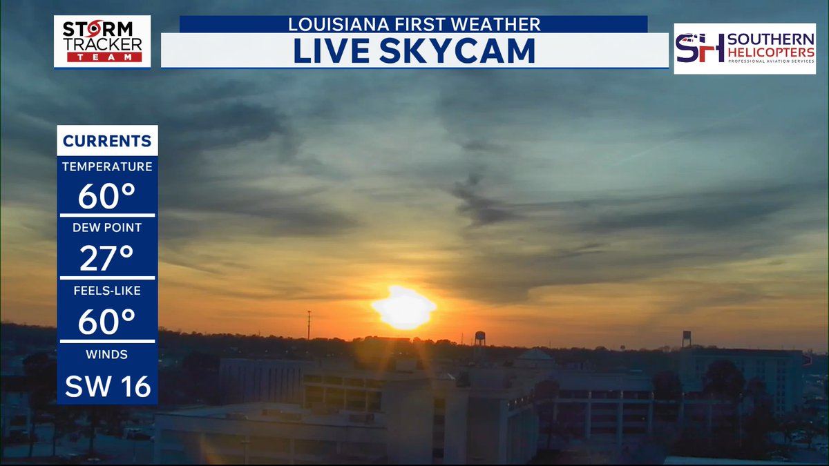 AlexNoelWx's tweet photo. What a beauty! 

The sunset may appear a little extra vibrant due to the smoke in the air caused by regional fires. 

#Louisiana #Sunset https://t.co/dmrOpG9VTy