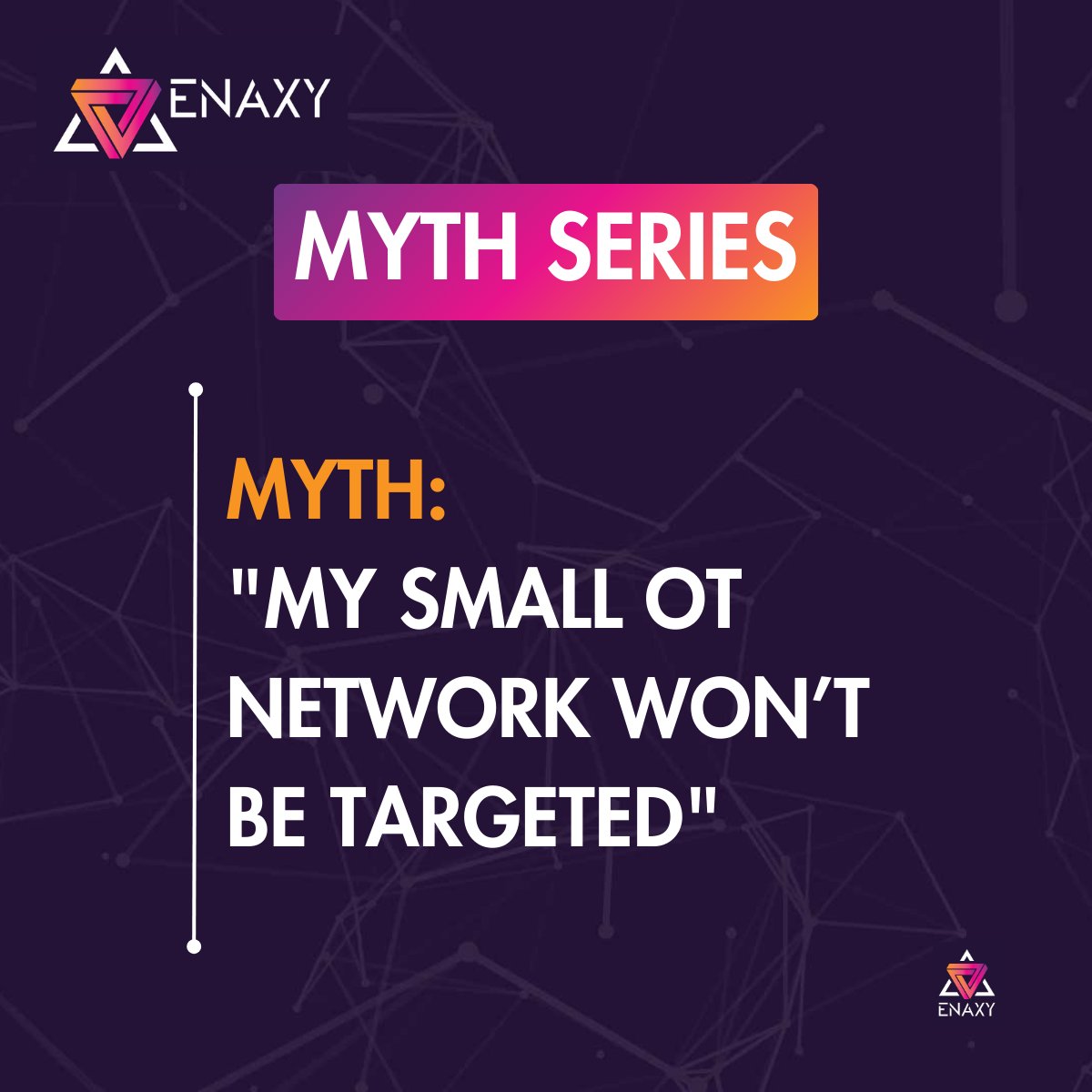 EnaxyLLC's tweet photo. Another OT cybersecurity myth—busted. 

“My small OT network won’t be targeted.”

In our latest post, Juan Negrete explains why size doesn’t determine risk and why underestimating threats can be costly.

Read 👉 https://t.co/qlISoOPPWU

#OTSecurity #ICS #Cybersecurity #Enaxy https://t.co/bqBC2CA1XW