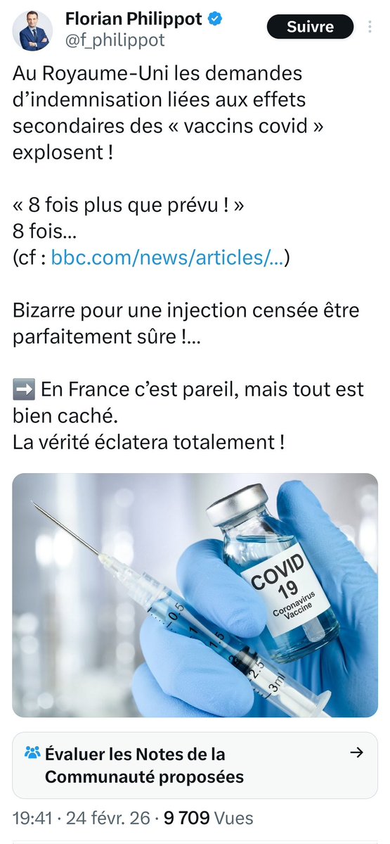 ❌ Non le nombre de demandes d'indemnisations liées au vaccin COVID n'ont pas été multipliées par 8 au Royaume Uni.

<a href="/f_philippot/">Florian Philippot</a> nous montre encore que sa capacité à mentir n'a d'égale que son incapacité à traduire l'anglais
🧵1