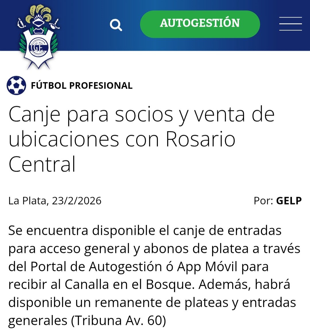Mañana el pueblo otra vez le vende entradas al visitante. 
Como un club de primera no puede llenar una cancha tan chica?