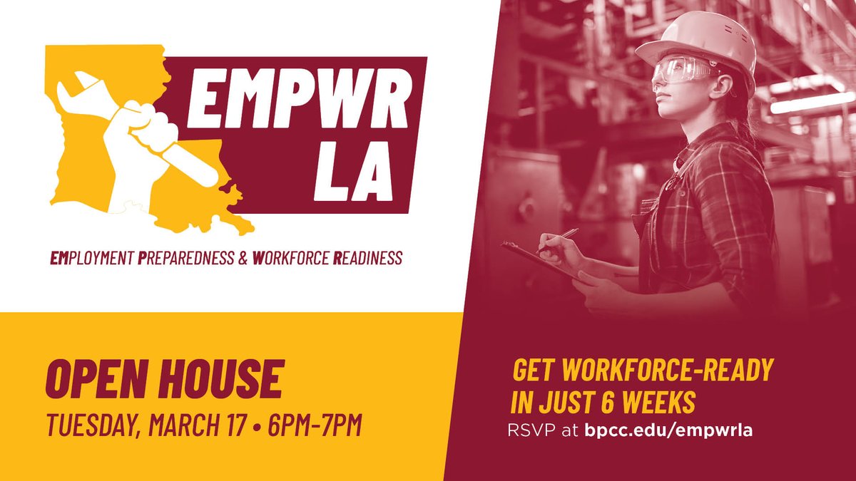 EMPWR LA is a fast-track pathway into high-demand careers in manufacturing, logistics, distribution, and the skilled trades. Take the first step toward a new career path. Visit bit.ly/4qWCNhJ  to enroll today. #BPCCproud #goLCTCS #EMPWRLA #WorkforceDevelopment #JobReady