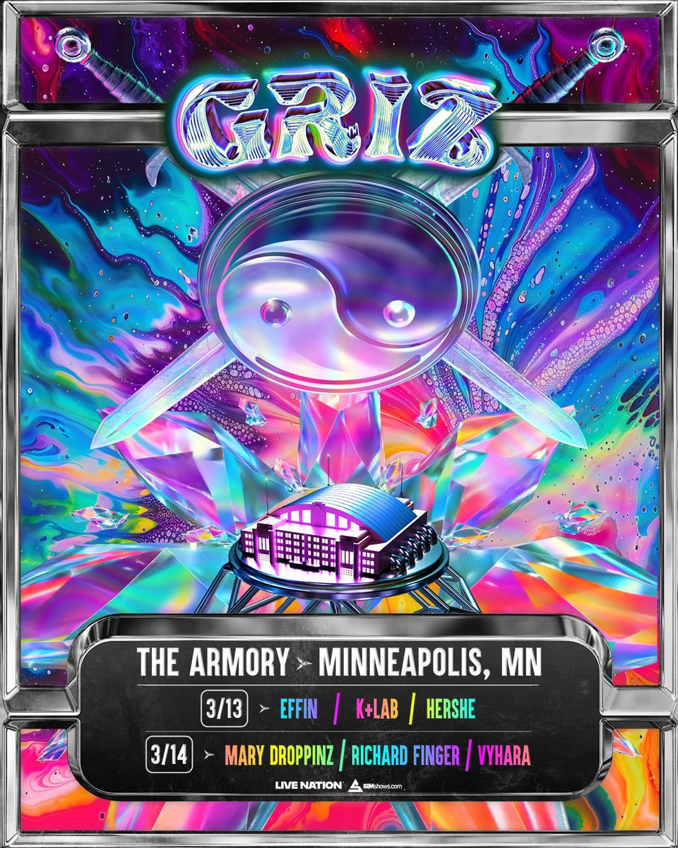SIMshows's tweet photo. Guess who’s back… @Griz is coming back to the @ArmoryMn on March 13th and 14th 🌈 Explore all your ticket options at https://t.co/MXLFw2zmAT https://t.co/v16aPM2Jyb