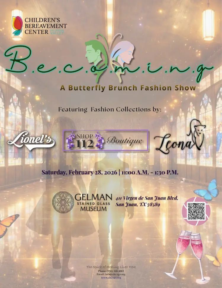 VBRMedia's tweet photo. Enjoy a joyful brunch and fashion show experience benefiting the Children’s Bereavement Center Rio Grande Valley at the B.E.C.O.M.I.N.G. A Butterfly Brunch &amp; Fashion Show on Feb. 28. https://t.co/PUsEdqkvo2 https://t.co/GpvzFm7pMZ