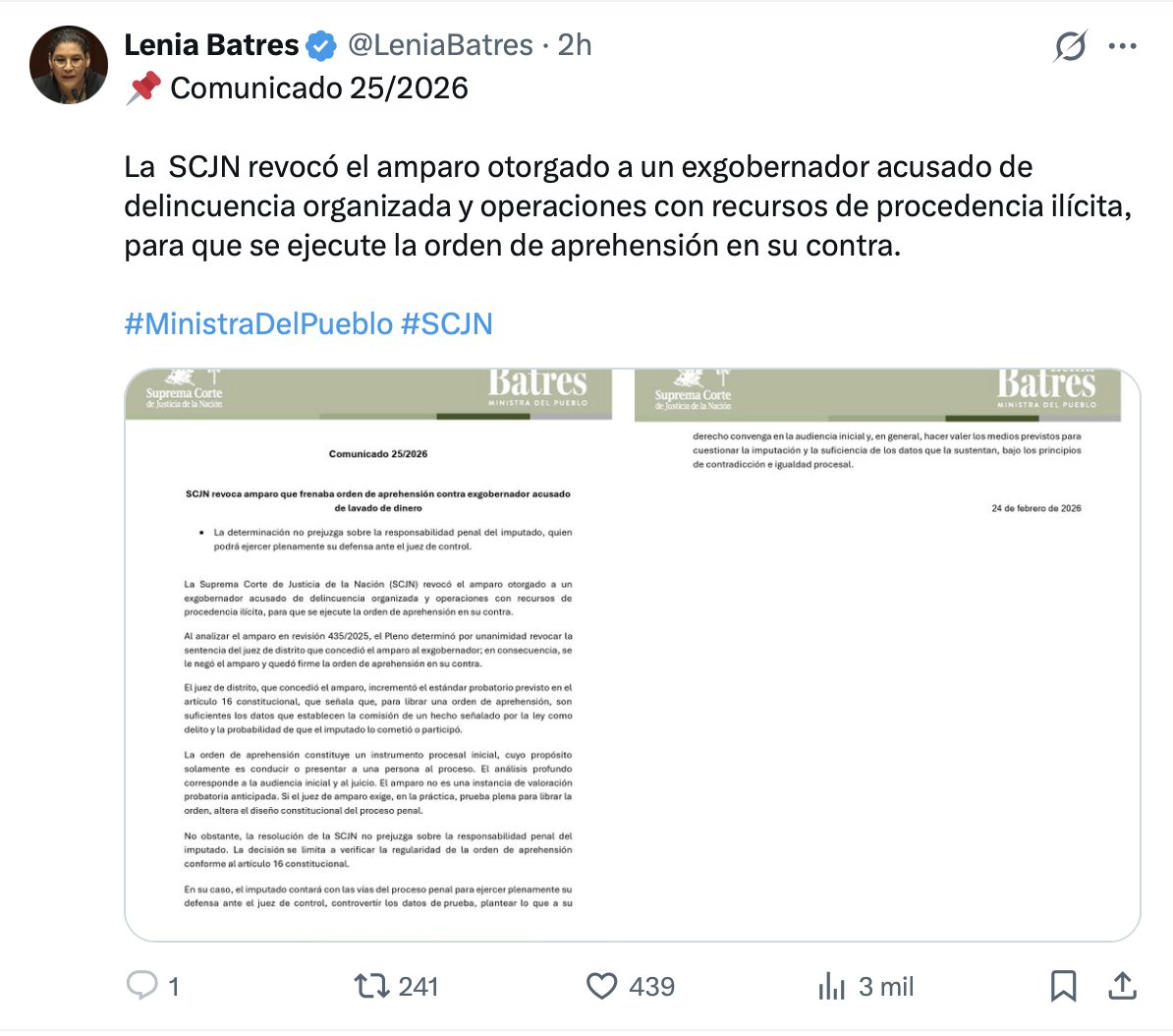 Para esto querían la SCJN.

Para acusar y meter a la cárcel a quien le sea incómodo.

Recuerden que fue <a href="/fgcabezadevaca/">Fco. Cabeza de Vaca</a> el primer político que denunció el negocio de #HuachicolFiscal de los jefes de <a href="/LeniaBatres/">Lenia Batres</a>.

El tiempo el dio la razón y ahora buscan aprehenderlo.

Hoy es